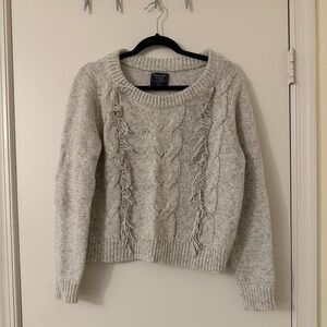Abercrombie & Fitch Grey Crew Sweater with Fringe - Size M